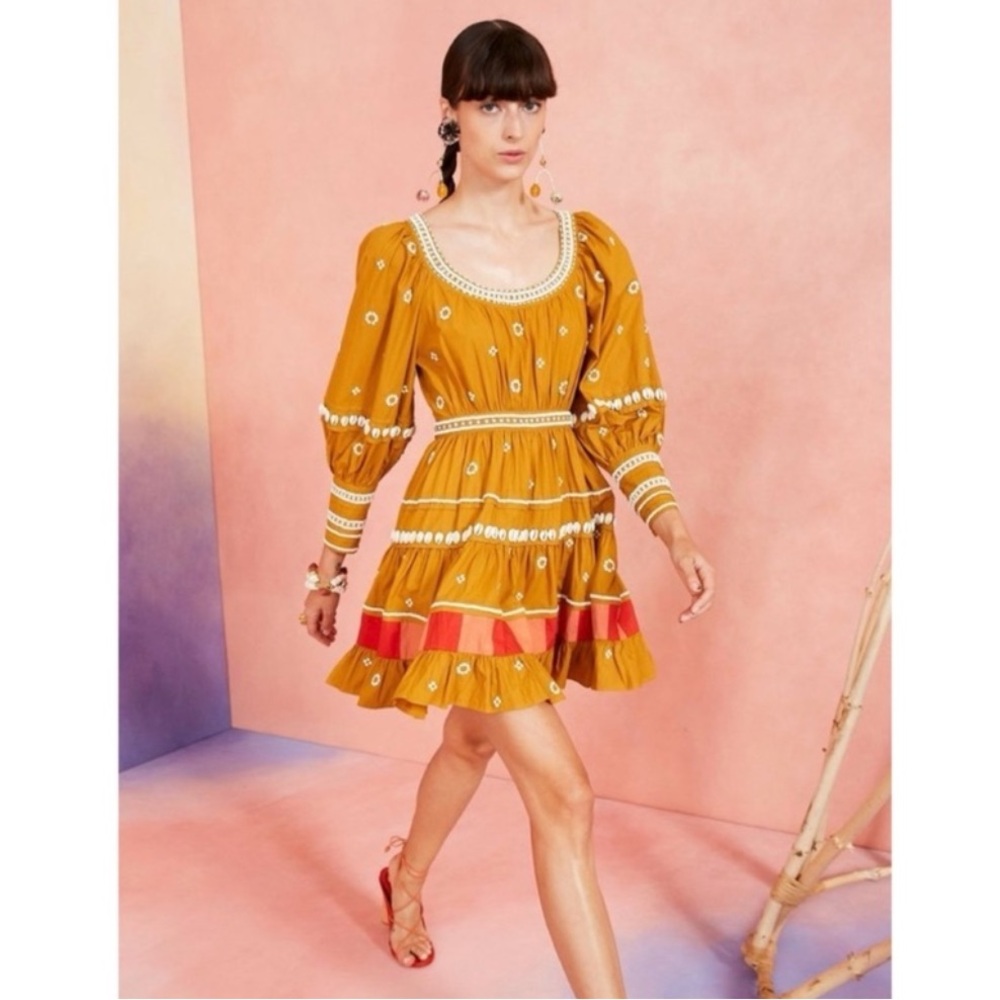 Ulla Johnson Mustard and Red Mini Dress